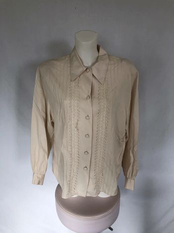 Chemise vintage crème à guipures 48 Damart très bon état