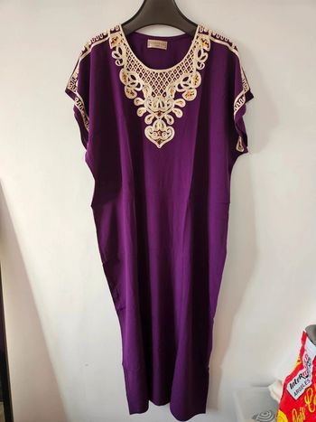 Djellaba femme violet et doré taille XXXL Neuf