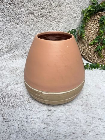 Vase rond en bois et terre - CASA
