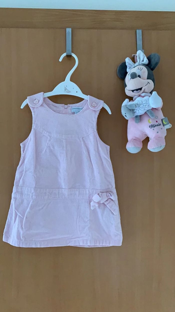 Robe rose pâle en velours 12 mois