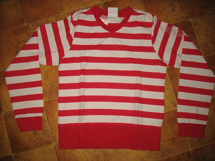 SWEAT SHIRT RAYÉ ROUGE ET GRIS FILLE "ADIDAS" - 16 ANS - n°01