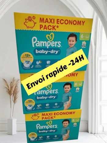 240 couches Pampers taille 6 Baby dry lot de 3 cartons 