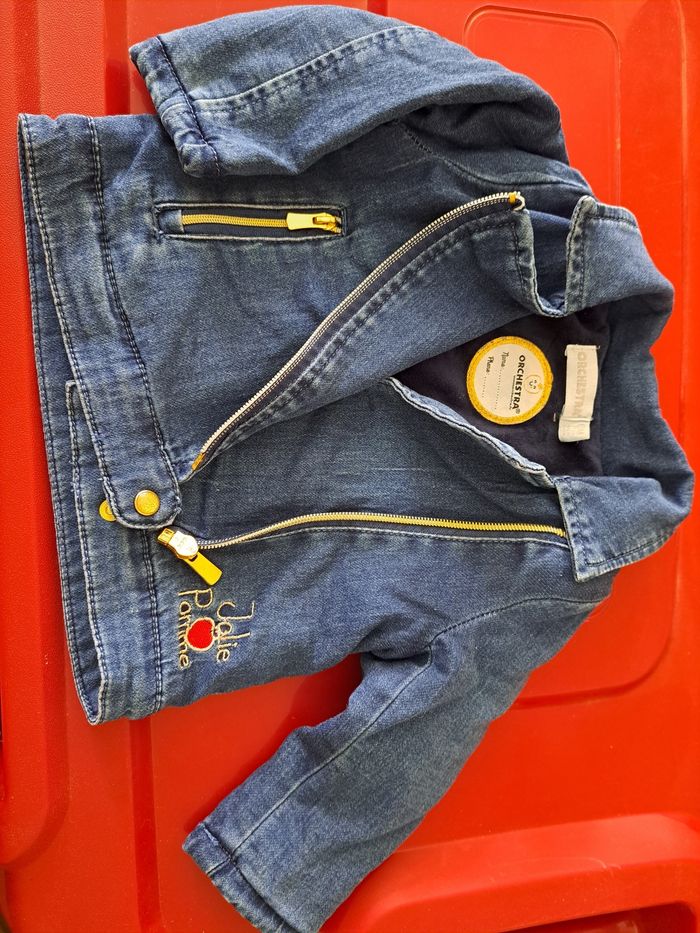 Ensemble robe jean + veste jean + t-shirt manche longue - photo numéro 3