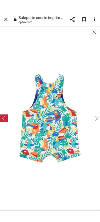 Ensemble salopette t-shirt perroquet dpam 18 mois