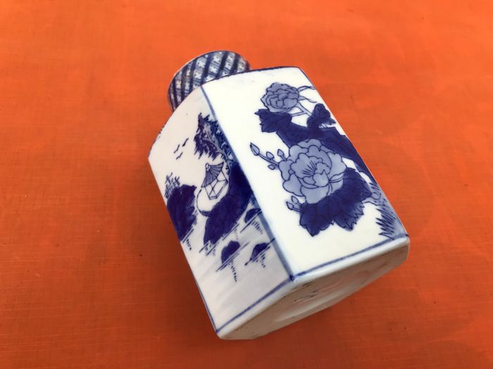 Pot couvert à Thé Porcelaine de Chine Décor bleu sur fond blanc Fleurs de Lotus / Paysage lacustre - photo numéro 6