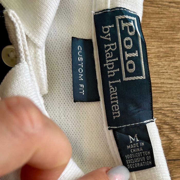 Polo/chemise/T.shirt/ rayé blanc, bleu marine et jaune Polo Ralph Lauren pour homme, taille M - photo numéro 5