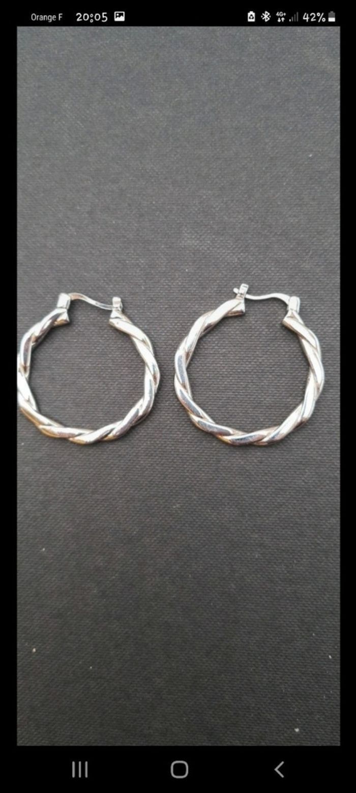 Boucles d'oreilles créoles métal argenté - photo numéro 2