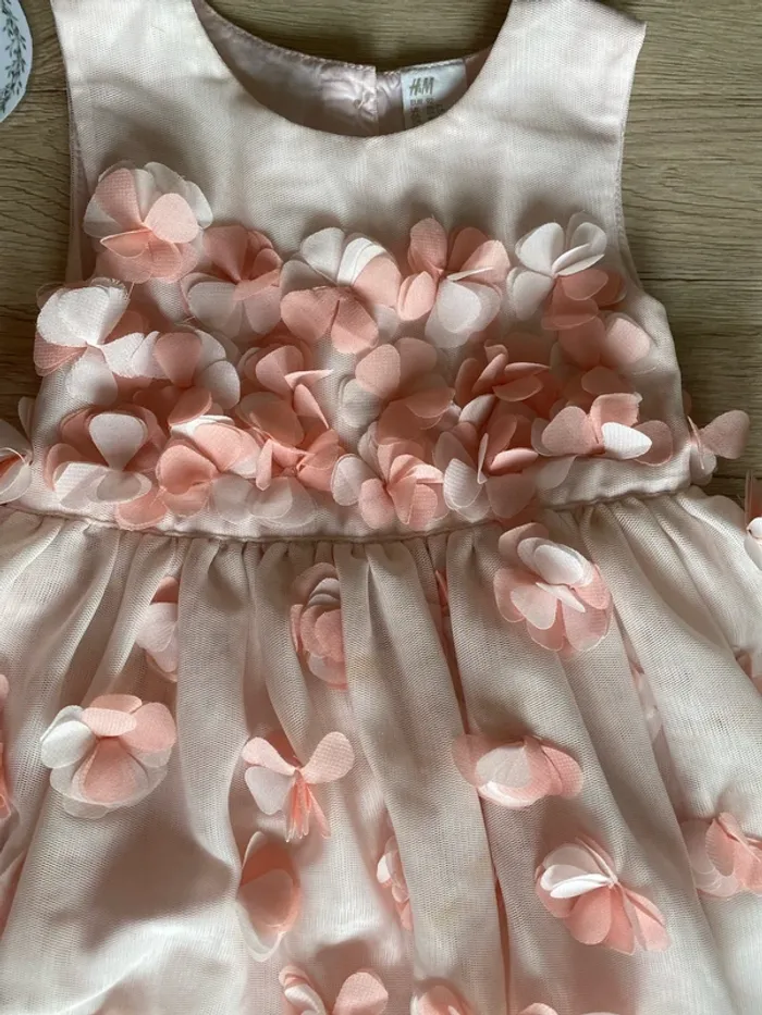 Robe de cérémonie rose tulle fleurs bébé fille 24 mois H&M - photo numéro 2