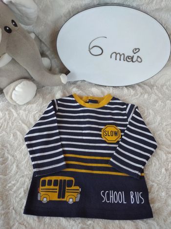 Tee shirt chemise manches longues Garçon 6 mois Slow School bus école