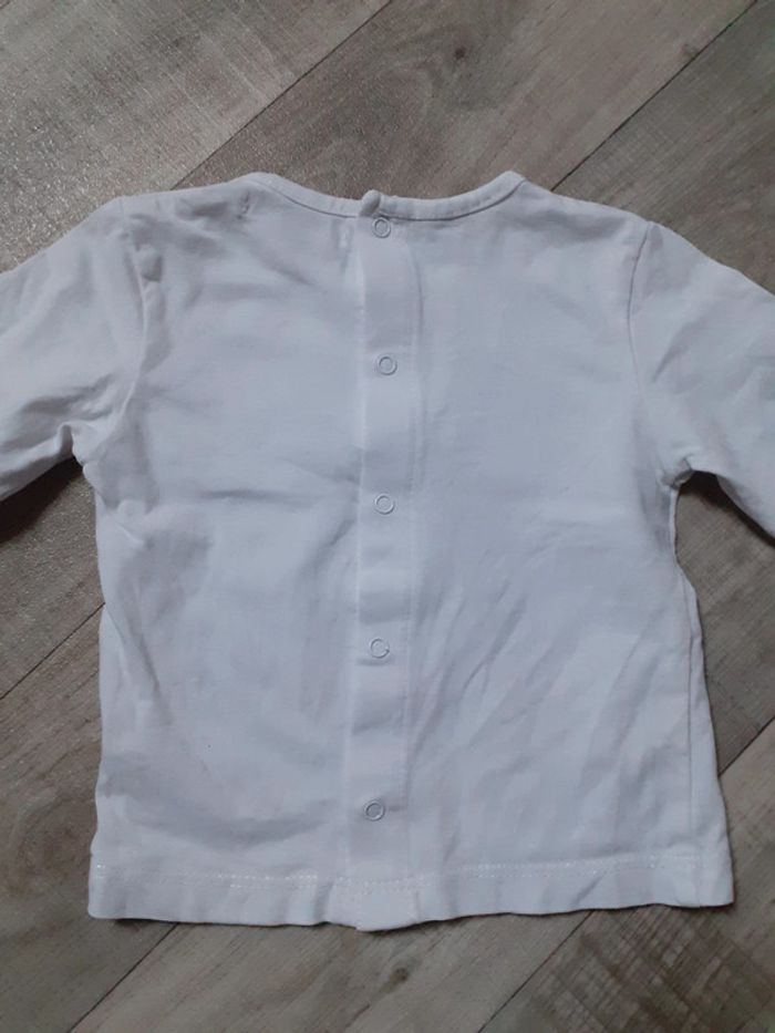 T-shirt fille manches longues blanc motif lapin 3 mois - photo numéro 6