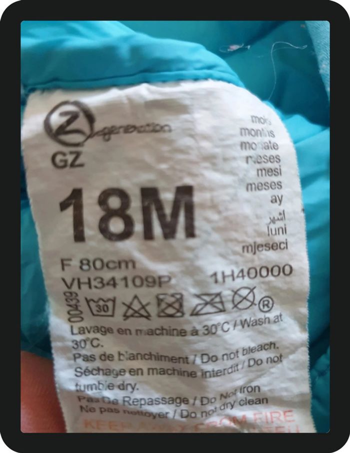 doudoune bleu turquoise Grain de blé 18 mois - photo numéro 5