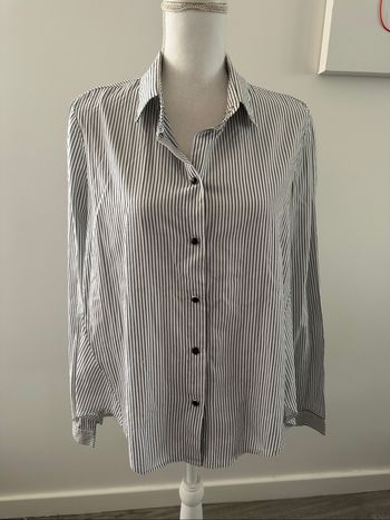Chemise à rayures asymétrique noire et blanche Lunn T42 XL