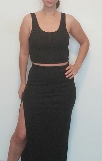 Jupe chic longue noire fendue taille 38