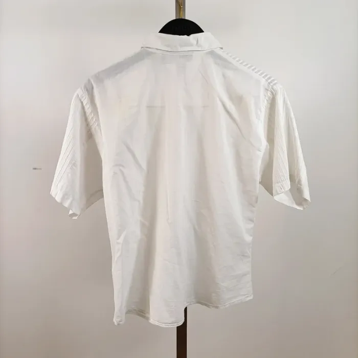 Chemise blanche manches courtes à plis nervurés BISS by Caroline, taille 38 vintage A821 - photo numéro 7