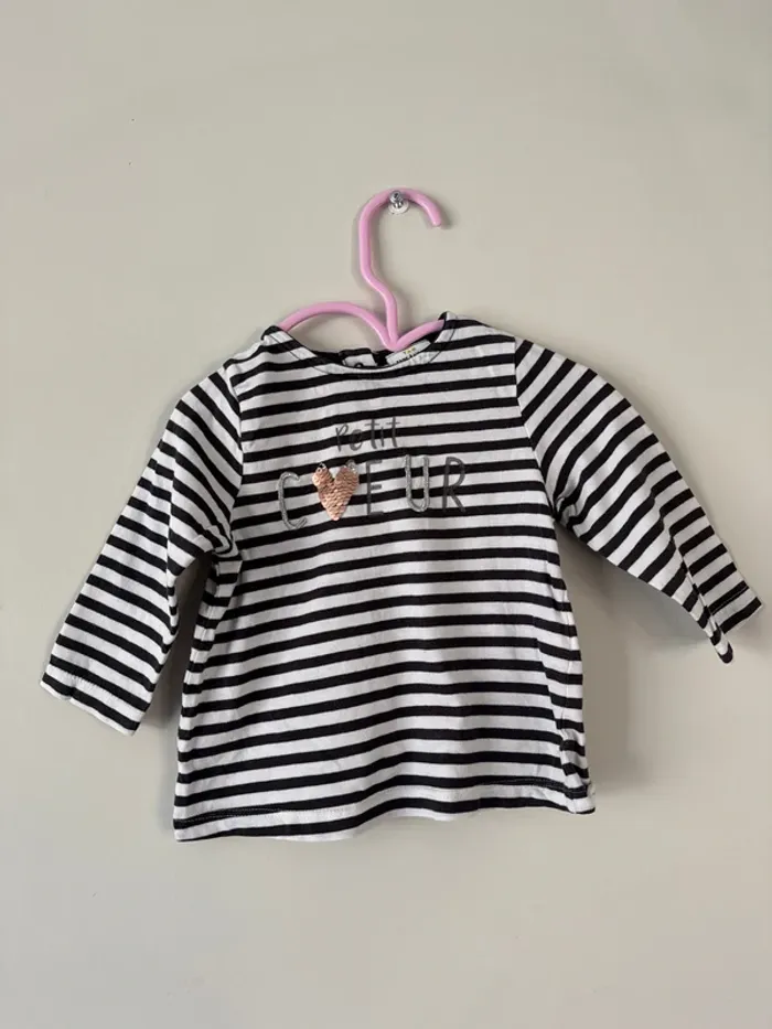 👚 haut manche longue - bébé fille / 6 mois - 68 cm - tape à l’œil - bon état - 109% coton