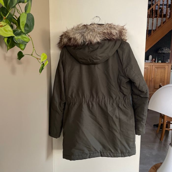 Parka kaki à capuche fausse fourrure Only Taille M doublure matelassée hiver chaud V049 - photo numéro 4