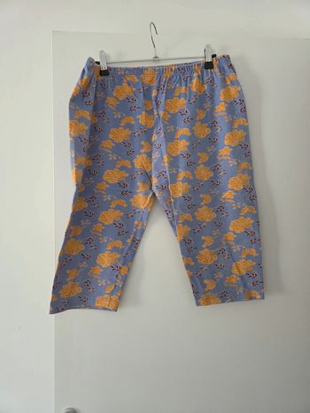 Bermuda short femme été bleu motifs fleuris TBE taille 46/48 auchan