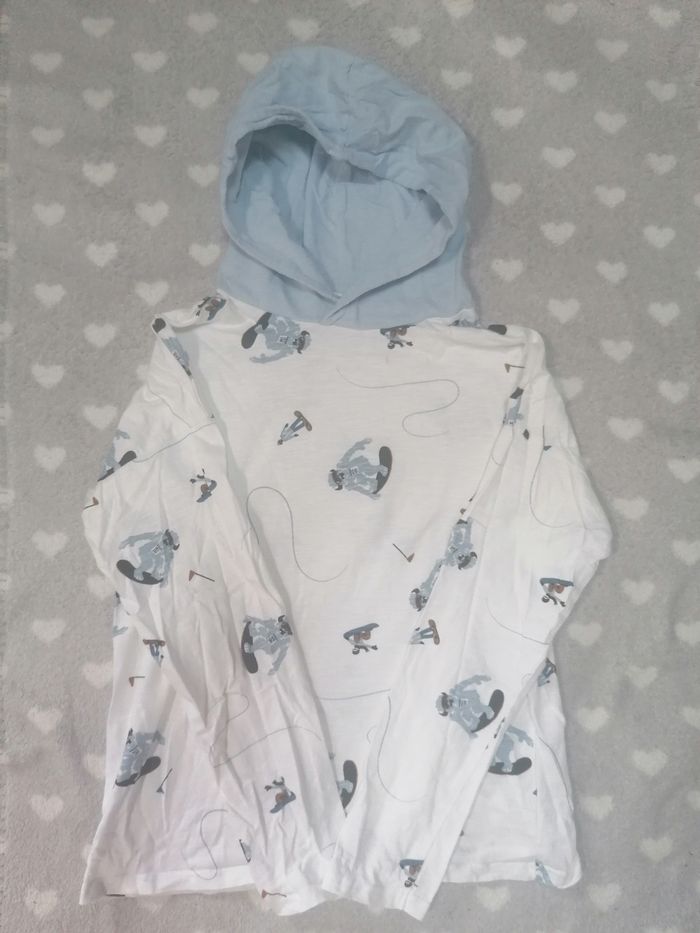 T-shirt manches longues à capuche garçon 12 ans - photo numéro 2