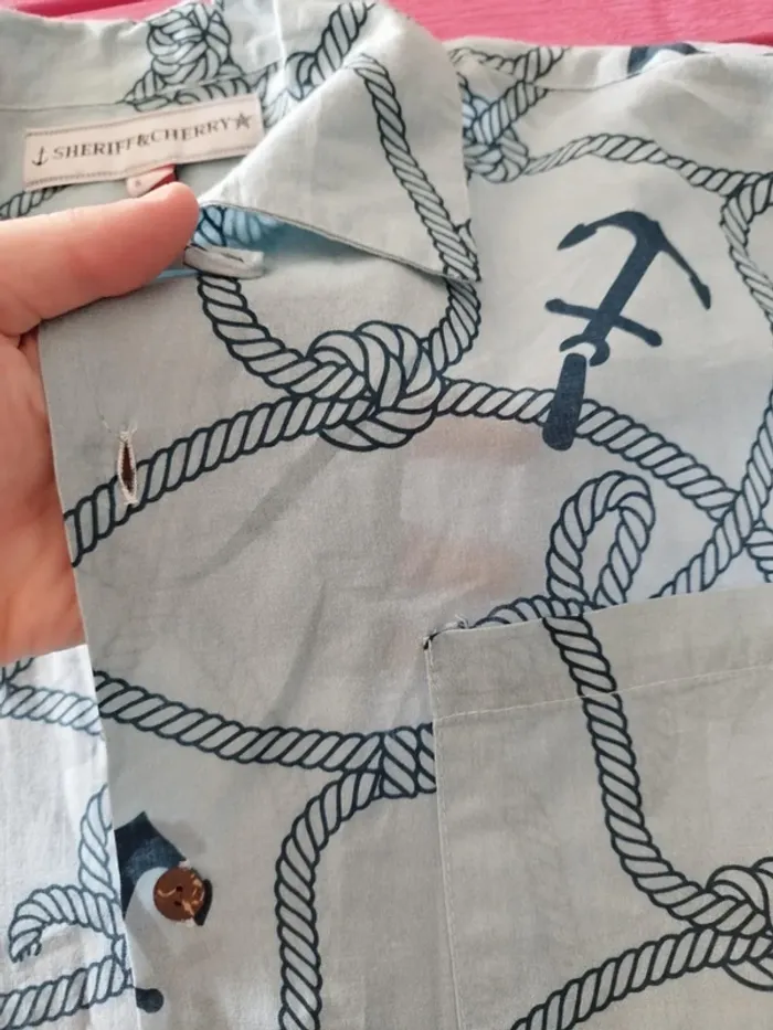 Chemise homme noeuds marins coton été - photo numéro 7