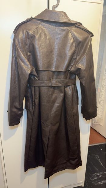 Manteau long en cuir marron