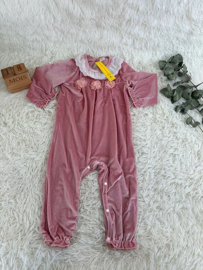 Combinaison velours rose Shein taille 12-18 mois