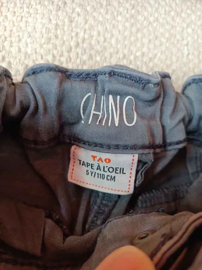 Pantalon gris chino tape à l'oeil 5 ans réglable tao - photo numéro 2