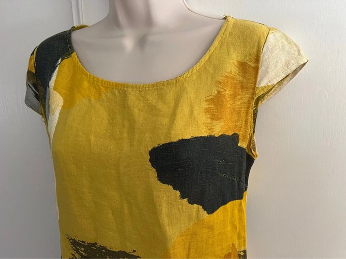 Robe été 100 % lin taille S jaune kaki - photo numéro 7