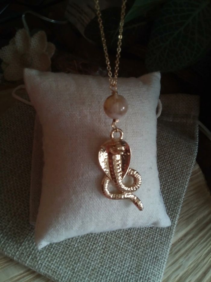Collier serpent cobra et pierre de citrine naturelle - photo numéro 4