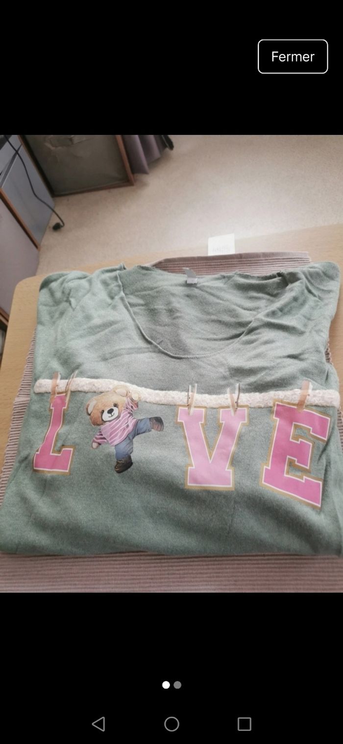 Pull kaki LOVE ourson