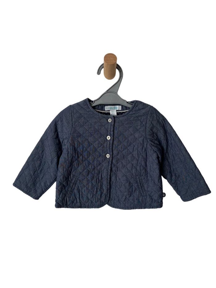 Gilet / cardigan bleu à effet matelassé - Obaïbi 6 mois (68cm) - photo numéro 2