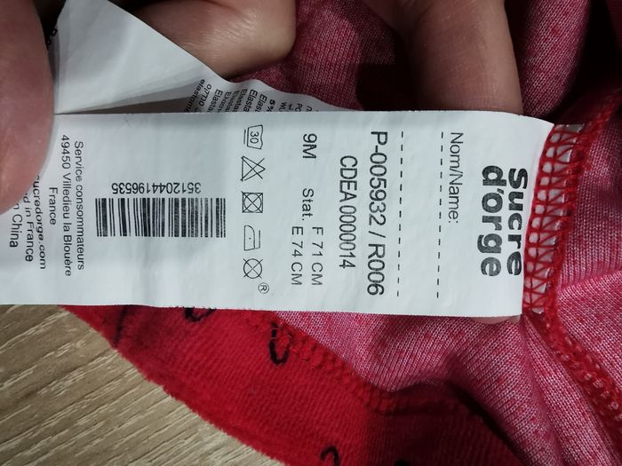 Robe d'hiver rouge motif lapin neuve sans étiquette 9mois sucre d'orge - photo numéro 6