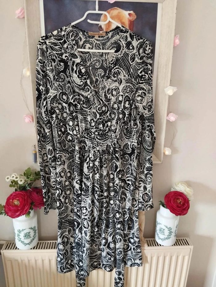 🌾Robe Fluide Imprimé Graphique Manoukian T38🌾 - photo numéro 16