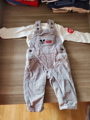 Ensemble salopette et tee shirt Mickey, bébé garçon 6 mois