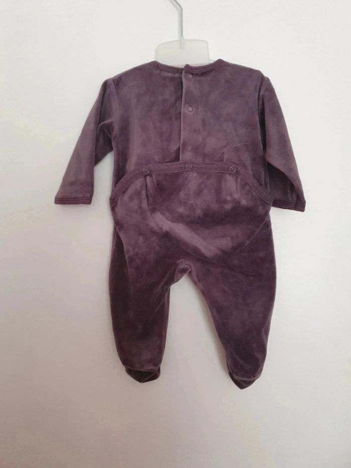Pyjama grenouillère violet velours doux bébé fille grain de blé 3 mois - photo numéro 2