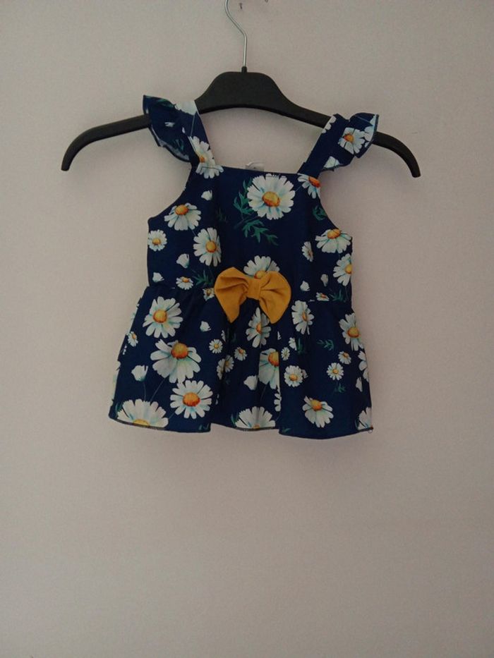 Debardeur bleu motif pâquerettes - Taille 18-24 Mois - Shein - photo numéro 2