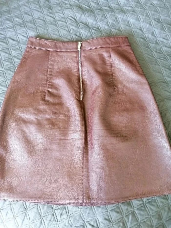 Jupe imitation cuir bordeaux - photo numéro 3