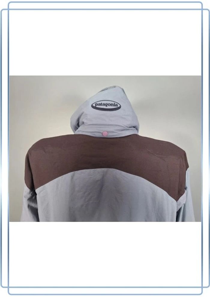 Veste coupe vent à capuche patagonia vintage femme / taille L bleu et noir brodé (257) - photo numéro 10