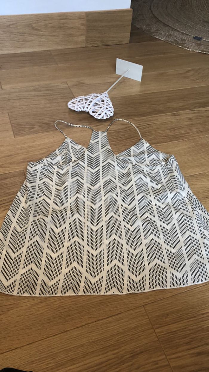 Caraco imprimé crème et noir motifs géométriques taille M - photo numéro 6