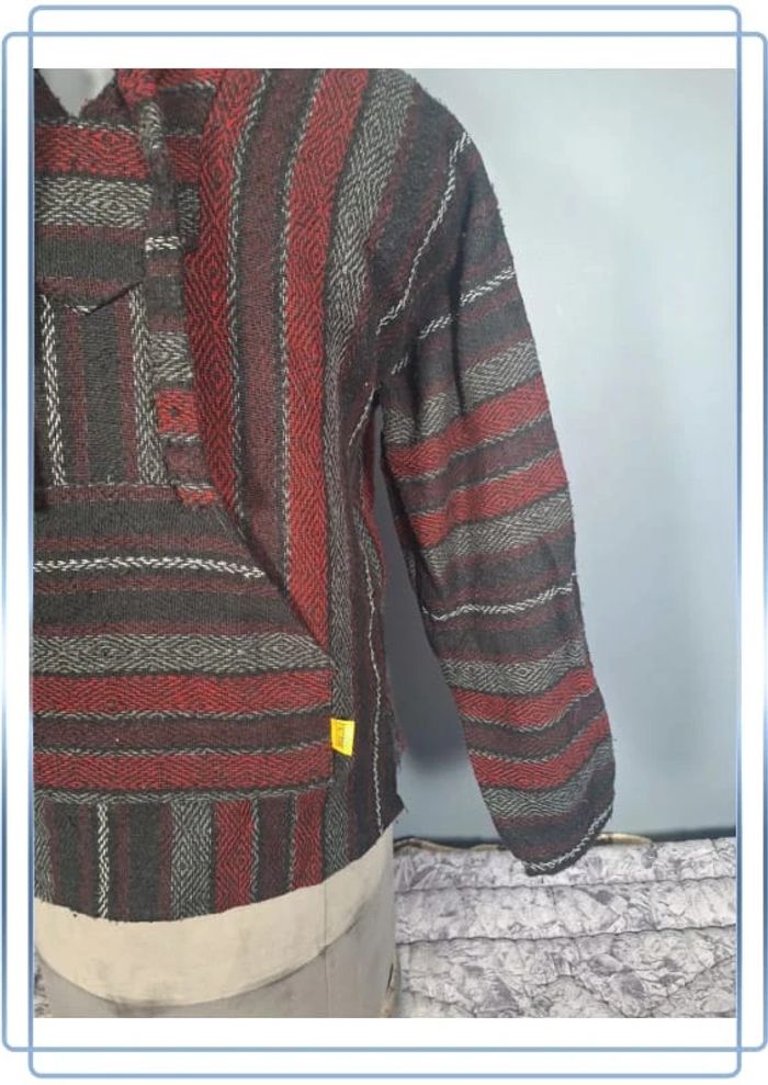 sweat a capuche / Hoodie/baja/poncho mexicain - taille M - homme - multicolore / fait main 251 - photo numéro 5