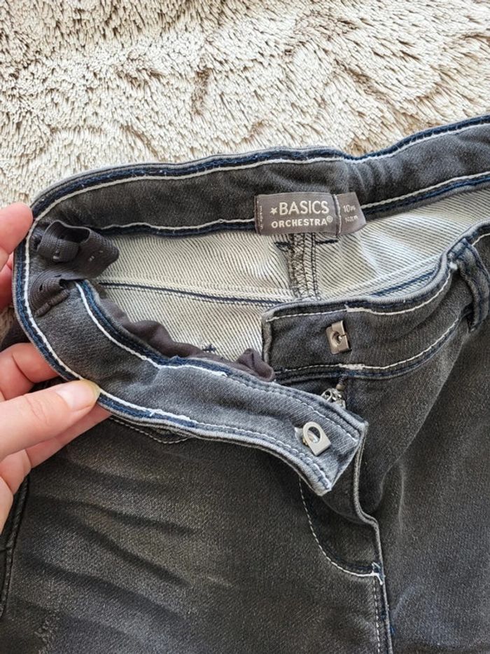 Jean used gris stretch 10 ans orchestra taille réglable et fermeture par accroche - photo numéro 4