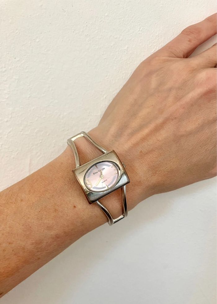 Montre Bleu Citron femme quartz bracelet manchette argenté - photo numéro 2