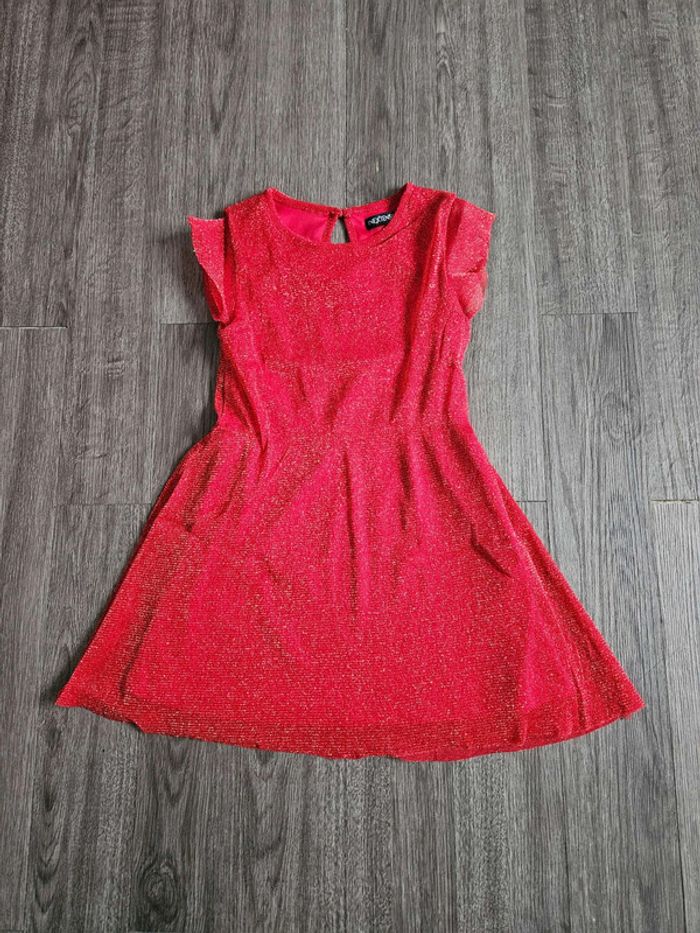 Robe fille rouge pailletées doré taille 5 ans neuf