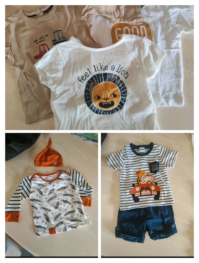 Lot de vêtements garçon 6 mois tshirts ensemble avec short kiabi
