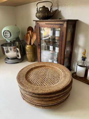 Lot de 6 dessous d’assiettes en rotin vintage