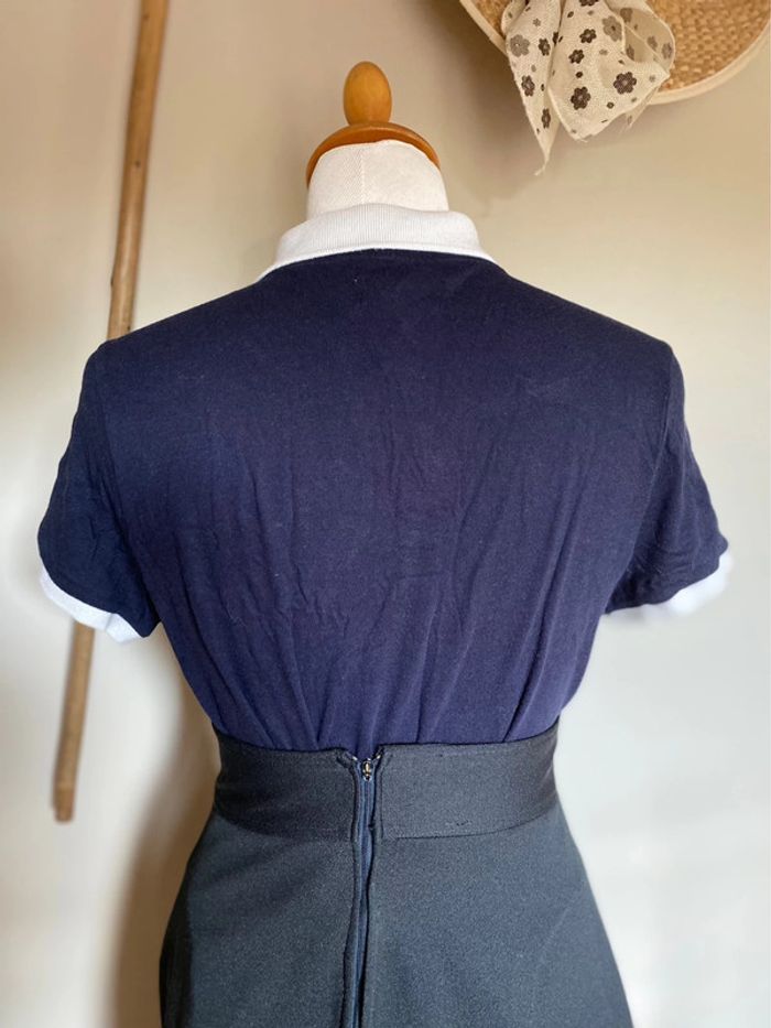 Polo Bleu Marine avec Col Blanc Hollister - photo numéro 2
