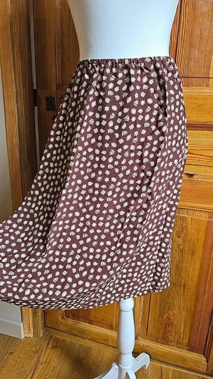 Jupe longue elastique vintage marron L