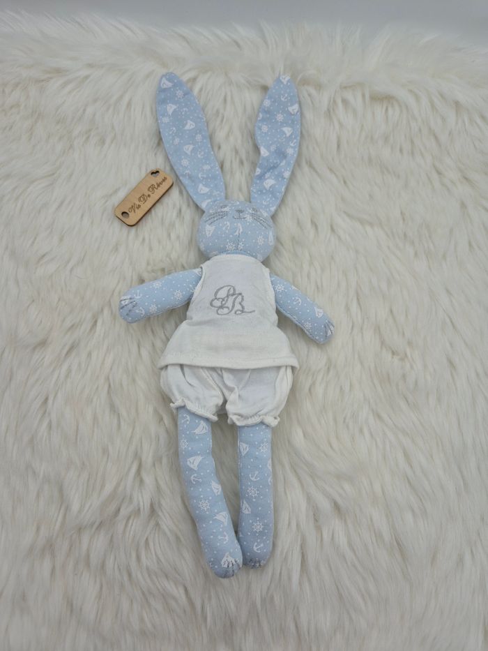 Doudou peluche Lapin Bleu Blanc Petit Bateau - photo numéro 3