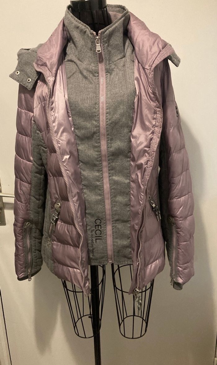 Veste matelassée Cecil , coloris prune et gris. - photo numéro 6