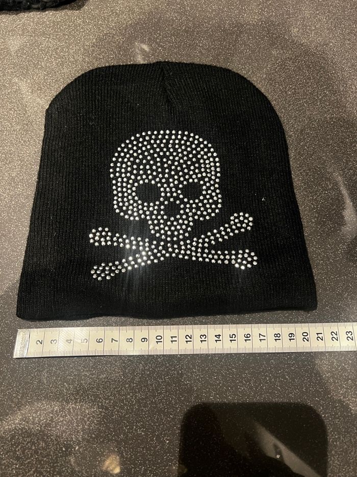 Lot 2 bonnets noirs à strass (Laine épaisse & fine) - photo numéro 7