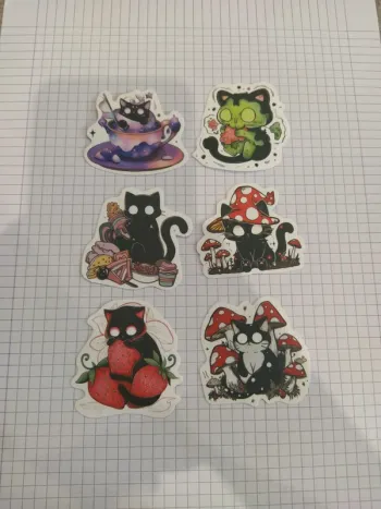 Lot d'autocollants thème chat noir (lot F)